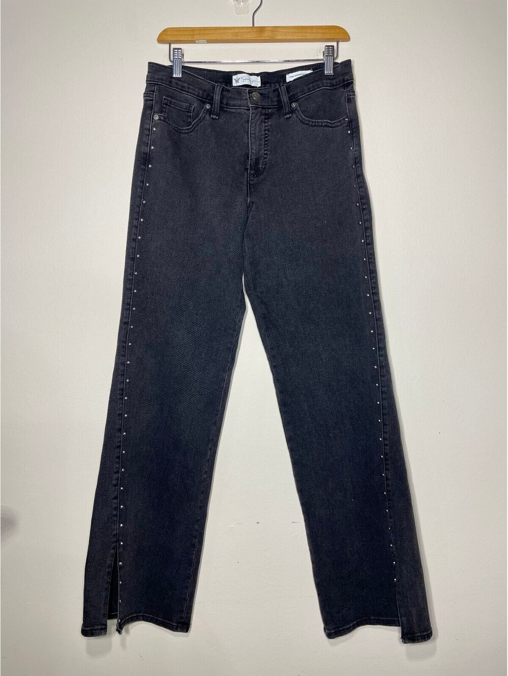 Jessica Simpson Studded Side Split Black Straight Leg Jean 4